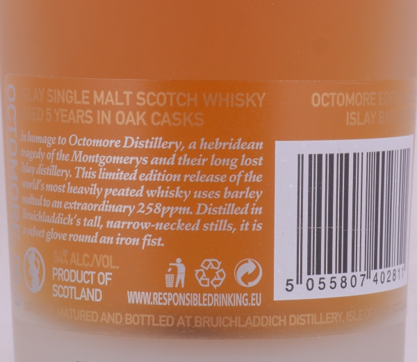 Bruichladdich Octomore 06.3 5 Years 2009 Limited Edition Islay Barley-Lorgba Field Islay Single Malt Scotch Whisky 64.0%