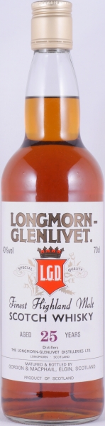 Longmorn 25 Years Gordon und MacPhail Licensed Bottling Finest Highland Single Malt Scotch Whisky 40,0%