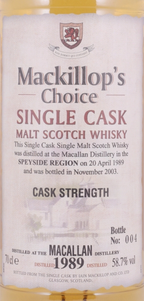 Macallan 1989 14 Years Oak Cask Mackillops Choice Single Cask Speyside Single Malt Scotch Whisky 58,7%