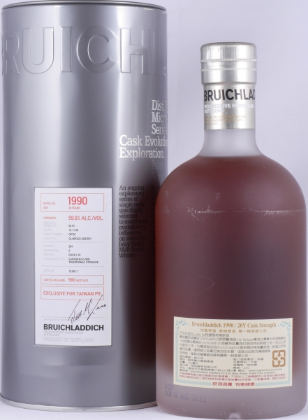 Bruichladdich 1990 20 Years Oloroso Sherry Cask No. 234 Micro-Provenance Single Cask Evolution Islay Single Malt Scotch Whisky 59,6%
