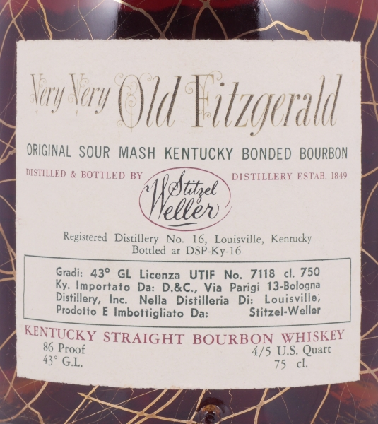 Very Very Old Fitzgerald 1957 12 Years A Collectors Item Stitzel-Weller Kentucky Straight Bourbon Whiskey 43,0%
