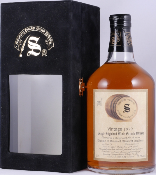 Braes of Glenlivet 1979 18 Years Sherry Cask No. 9293 Signatory Vintage Highland Single Malt Scotch Whisky 57.7%