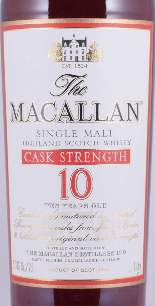 Macallan 10 Years Cask Strength Sherry Oak Highland Single Malt Scotch Whisky 57,8% 1,0 Liter