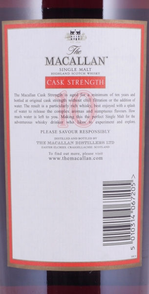 Macallan 10 Years Cask Strength Sherry Oak Highland Single Malt Scotch Whisky 57,8% 1,0 Liter