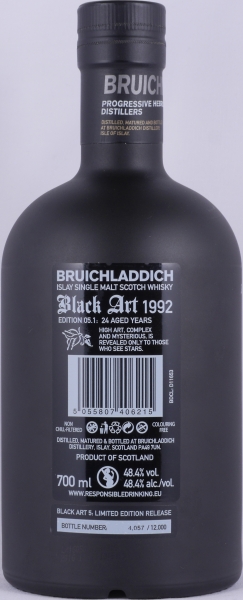 Bruichladdich Black Art 05.1 1992 24 Years Limited Edition Release 2016 Islay Single Malt Scotch Whisky Cask Strength 48,4%