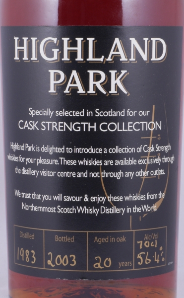 Highland Park 1983 20 Years Sherry Cask Distillery-only Single Cask Collection Orkney Islands Single Malt Scotch Whisky 56.4%