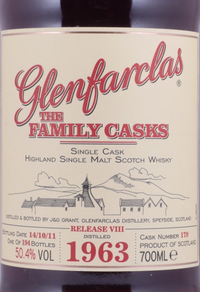 Glenfarclas 1963 48 Years The Family Casks First Fill Sherry Hogshead Cask No. 179 Highland Single Malt Scotch Whisky 50,4%