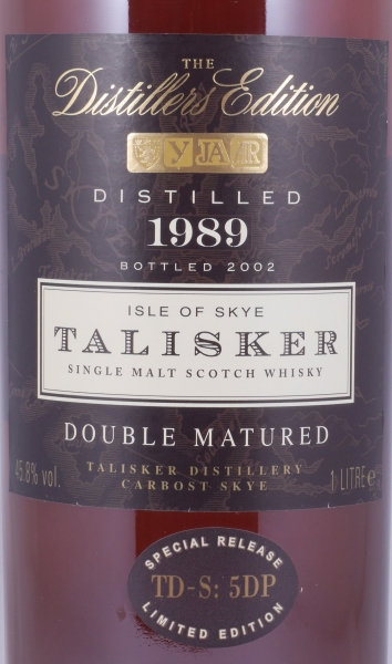 Talisker 1989 13 Years Distillers Edition 2002 Special Release TD-S: 5DP Isle of Skye Single Malt Scotch Whisky 45.8% 1.0L