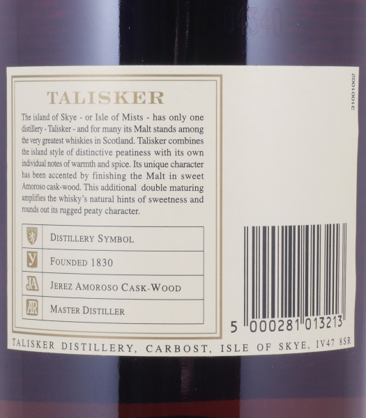 Talisker 1989 13 Years Distillers Edition 2002 Special Release TD-S: 5DP Isle of Skye Single Malt Scotch Whisky 45.8% 1.0L