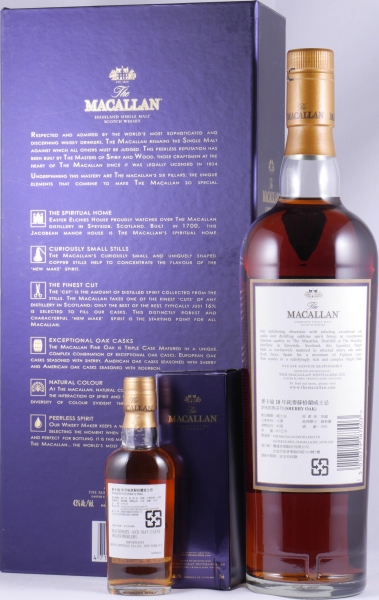 Macallan 1991 18 Years Sherry Oak Special Geschenk-Set mit Miniatur Highland Single Malt Scotch Whisky 43,0%