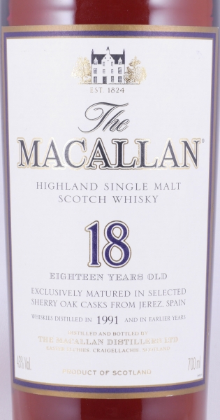 Macallan 1991 18 Years Sherry Oak Special Geschenk-Set mit Miniatur Highland Single Malt Scotch Whisky 43,0%