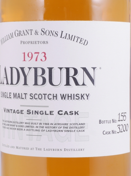 Ladyburn 1973 27 Years Vintage Single Cask No. 3200 Lowland Single Malt Scotch Whisky Cask Strength 50.4%