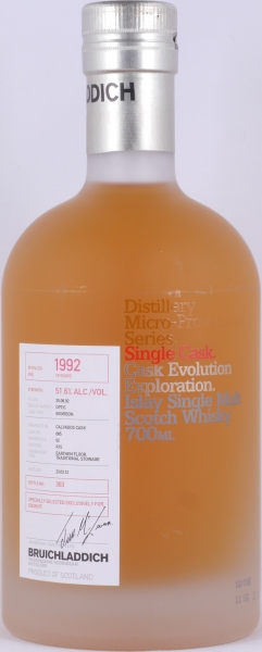 Bruichladdich 1992 19 Years Bourbon/Calvodos Cask No. 005 Micro-Provenance Single Cask Islay Single Malt Scotch Whisky 51,6%