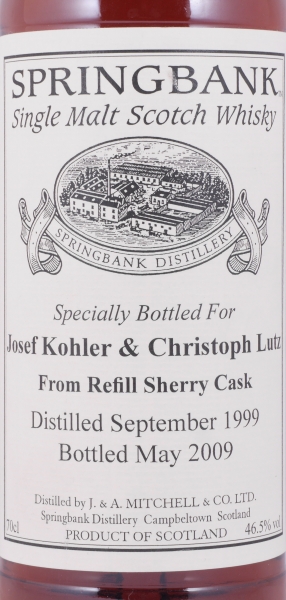 Springbank 1999 9 Years Refill Sherry Cask Private Bottling Campbeltown Single Malt Scotch Whisky 46,5%