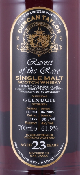 Glenugie 1981 23 Years Sherry Cask No. 5155 Duncan Taylor Rarest of the Rare Highland Single Malt Scotch Whisky 61.9%