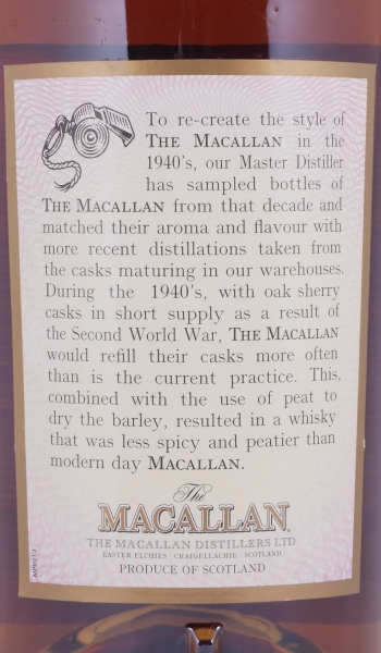 Macallan Forties 1940s Limited Travel Range Highland Single Malt Scotch Whisky 40,0%