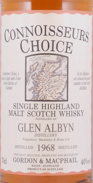 Glen Albyn 1968 23 Years Gordon and MacPhail Connoisseurs Choice Gold Screw Cap Highland Single Malt Scotch Whisky 40.0%
