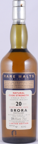 Brora 1975 20 Years Diageo Rare Malts Selection Limited Edition Highland Single Malt Scotch Whisky Cask Strength 59.1%