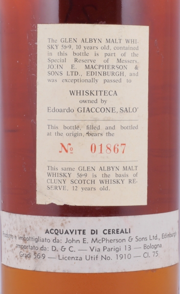 Glen Albyn 10 Years Oak Wood Pure Inverness Whiskiteca Eduardo Giaconne Highland Single Malt Scotch Whisky Cask Strength 56.9%