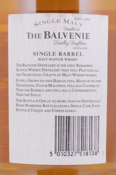 Balvenie 1980 15 Years Single Barrel Cask No. 12505 Highland Single Malt Scotch Whisky 50.4% 1.0 L