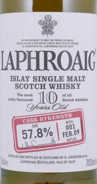 Laphroaig 10 Years Cask Strength Batch 001 Limited Release 2009 Islay Single Malt Scotch Whisky 57,8%