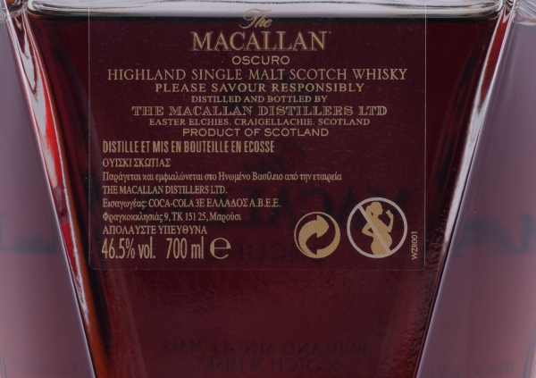 Macallan Oscuro Decanter Master Series The 1824 Collection Oloroso Sherry Oak Casks Highland Single Malt Scotch Whisky 46.5%