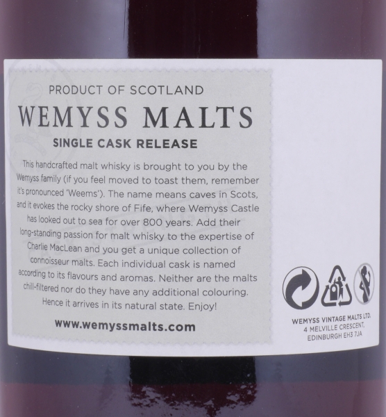 Bowmore 1989 30 Years Sherry Hogshead Wemyss Black Gold Limited Single Cask Islay Single Malt Scotch Whisky 50,0%