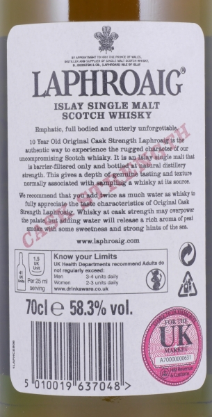 Laphroaig 10 Years Cask Strength Batch 002 Limited Release 2010 Islay Single Malt Scotch Whisky 58,3%