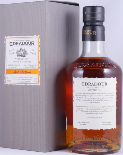 Edradour 1983 23 Years Fresh Port Pipe Finish Cask No. 06/554 Highland Single Malt Scotch Whisky Cask Strength 52,1%