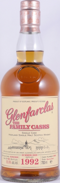 Glenfarclas 1992 28 Years The Family Casks Summer 2020 First Fill Sherry Butt Cask No. 2904 Highland Single Malt Scotch Whisky 55,9%
