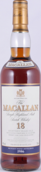 Macallan 1986 18 Years Sherry Oak Highland Single Malt Scotch Whisky 43.0%