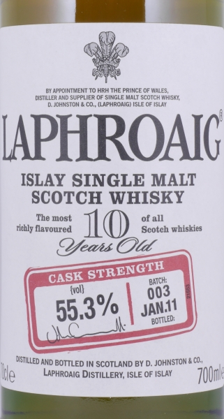 Laphroaig 10 Years Cask Strength Batch 003 Limited Release 2011 Islay Single Malt Scotch Whisky 55.3%