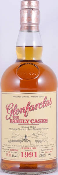 Glenfarclas 1991 29 Years The Family Casks Summer 2020 First Fill Sherry Butt Cask No. 211 Highland Single Malt Scotch Whisky 56,3%