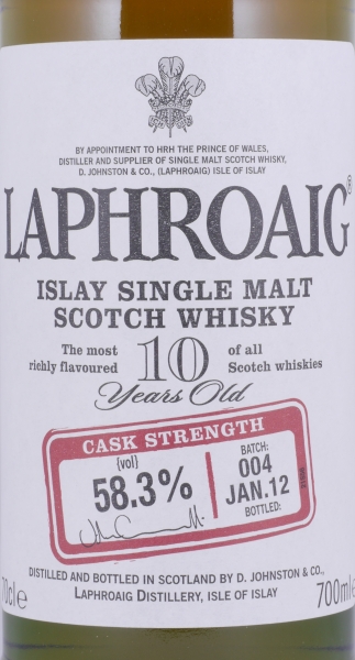 Laphroaig 10 Years Cask Strength Batch 004 Limited Release 2012 Islay Single Malt Scotch Whisky 58,3%