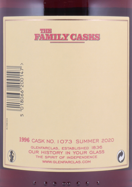 Glenfarclas 1996 24 Years The Family Casks Summer 2020 First Fill Sherry Butt Cask No. 1073 Highland Single Malt Scotch Whisky 51,8%