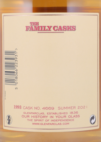 Glenfarclas 1993 28 Years The Family Casks Summer 2021 4th Fill Sherry Butt Cask No. 4669 Highland Single Malt Scotch Whisky 57,6%