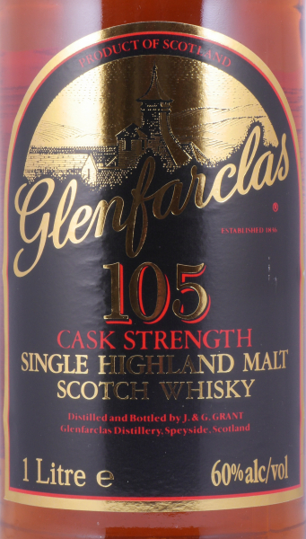 Glenfarclas 105 Cask Strength Kiln Label Black Screw Cap Highland Single Malt Scotch Whisky 60,0% 1,0L