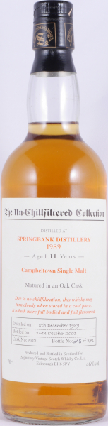 Springbank 1989 11 Years Oak Cask No. 502 Signatory Vintage The Un-Chillfiltered Collection Campbeltown Single Malt Scotch Whisky 46,0%