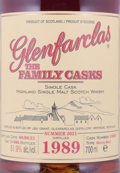 Glenfarclas 1989 31 Years The Family Casks First Fill Sherry Butt Cask No. 13007 Highland Single Malt Scotch Whisky 51,9%