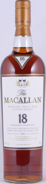 Macallan 1991 18 Years Sherry Oak Highland Single Malt Scotch Whisky 750ml Remy Cointreau NY 43,0%