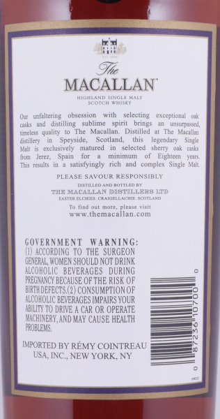 Macallan 1991 18 Years Sherry Oak Highland Single Malt Scotch Whisky 750ml Remy Cointreau NY 43,0%