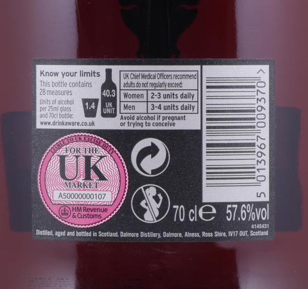 Dalmore 1995 17 Years Matusalem Oloroso Sherry Wood Finish Cask No. 200 Distillery Exclusive Highland Single Malt Scotch Whisky 57,6%