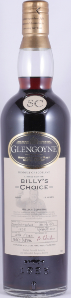 Glengoyne 1989 18 Years Amontillado Sherry Hogshead Cask No. 1202 Billys Choice Highland Single Malt Scotch Whisky 54,1%