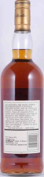 Macallan 12 Years Sherry Wood Highland Single Malt Scotch Whisky 43.0% old 75cl Bottling for JUMAC GmbH Bonn