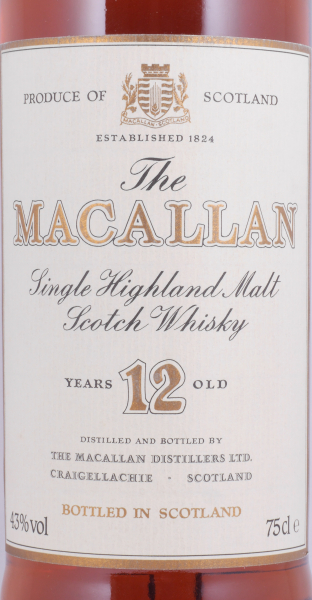 Macallan 12 Years Sherry Wood Highland Single Malt Scotch Whisky 43.0% old 75cl Bottling for JUMAC GmbH Bonn