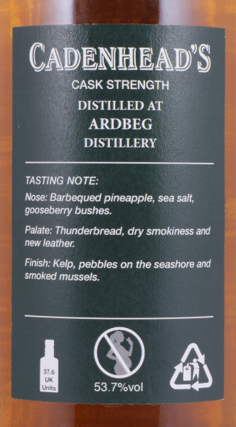 Ardbeg 1993 26 Years Bourbon Hogshead Cadenheads Authentic Collecton Islay Single Malt Scotch Whisky Cask Strength 53,7%