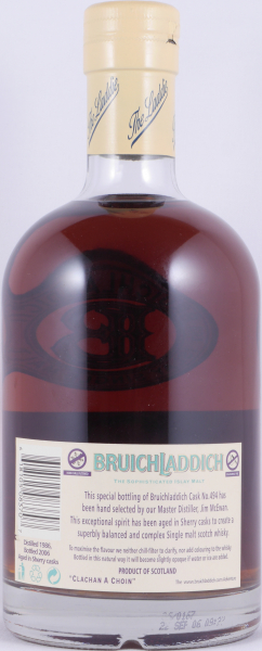 Bruichladdich 1986 20 Years Dark Sherry Cask No. 494 Special Exclusive Limited Release Islay Single Malt Scotch Whisky 57.0%