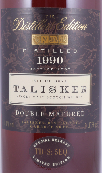 Talisker 1990 13 Years Distillers Edition 2003 Special Release TD-S: 5EQ Isle of Skye Single Malt Scotch Whisky 45,8% 1,0L