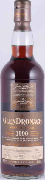 Glendronach 1990 22 Years Pedro Ximenez Sherry Puncheon Cask No. 2966 Highland Single Malt Scotch Whisky 55.1%