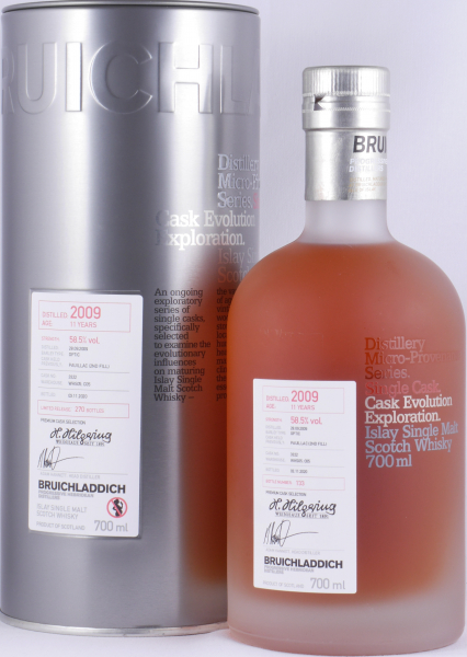 Bruichladdich 2009 11 Years 2nd Fill Pauillac Cask No. 3322 Micro-Provenance Single Cask Evolution Islay Single Malt Scotch Whisky 58.5%